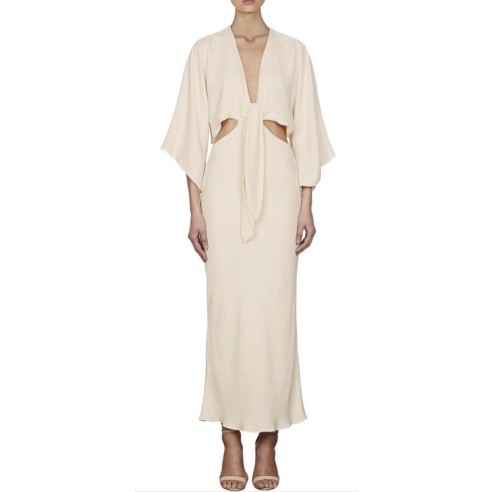 Shona Joy Lautner Tie Front Bias Midi Dress